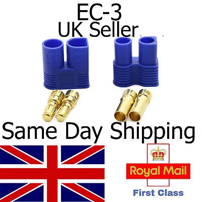 EC3 Connectors Plugs - Pairs Male Female- Battery Lipo ESC Quad Drone Ec-3 RC UK • £3.25