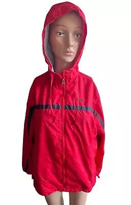 NIKE Windbreaker With Lining Full Zip Hood Med Red Vintage Embroidered • $27.99