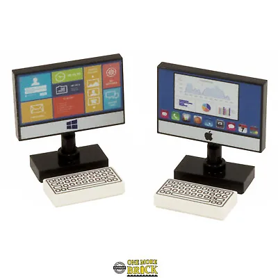 Computers Pack Of Two | Monitor Keyboard Mac PC | Custom Kit Made With Real LEGO • £3.99