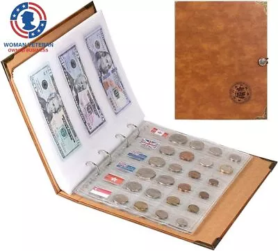 Leather Coin Collection Book Holder Large Storage Coin Collection Supplies Album • $22.99