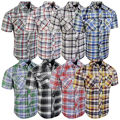 Western Plaid Shirt Short Sleeve Mens Snap Up Flap Pockets LATEST NEW COLORS!! • $19.95