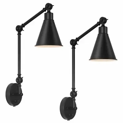 Set Of 2 Swing Arm Wall Lamp Plug In Wall Light Fixture Wall Sconce Reading Lamp • $32.99