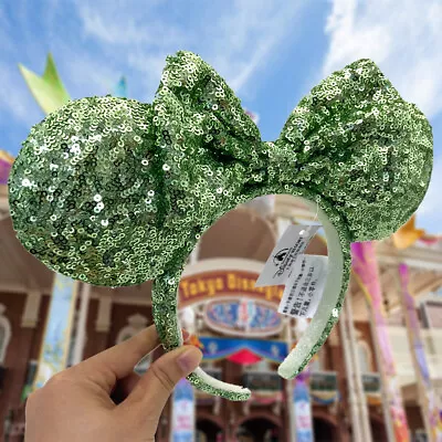 Green Sequin Bow Exclusive Rare Disney Parks Minnie Ears Headband 2023 Edition • $13.55