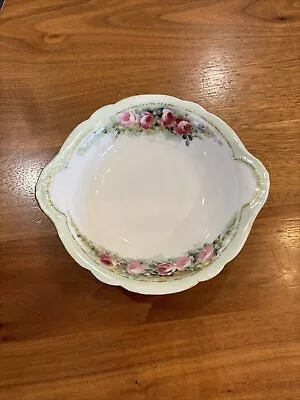 Vtg. J.P.L. Jean POUYAT LIMOGES Hand Painted Bowl W/ Pink Flowers FRANCE Signed • $10