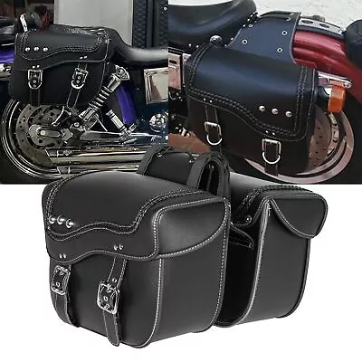 Black Motorcycle Side Saddle Bags Luggage For Kawasaki Vulcan 900 1500 1600 2000 • $119.99