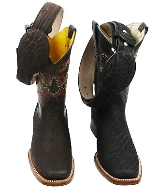 Men Genuine Bull Shoulder Leather Cowboy Western Rodeo BOOTS - With Belt • $129.99