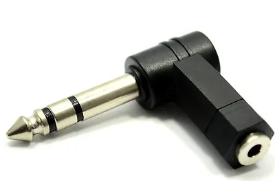 90 Deg Right Angled 3.5mm Stereo Jack Socket To 6.35mm Stereo Jack Plug Adapter • £2.79