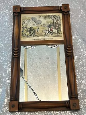 Vintage Wood Framed MIRROR Picture CURRIER IVES - SUMMER IN THE COUNTRY Scene • $29.95