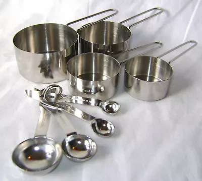 £7.69 • Buy New 8 Piece Measuring Spoons And Cups Set Stainless Steel Apollo