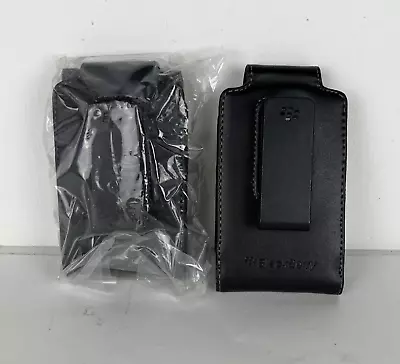 Vintage Black Leather BlackBerry Phone Holder Magnetic & Belt Clip 4¾” Set Of 2 • $14.69