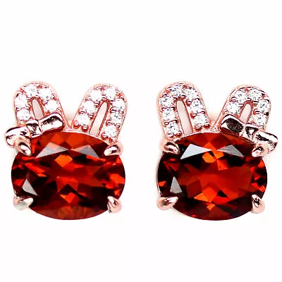 £125.27 • Buy NATURAL VVS 7 X 9 Mm. OVAL MADEIRA CITRINE & WHITE CZ STUD EARRINGS 925 SILVER