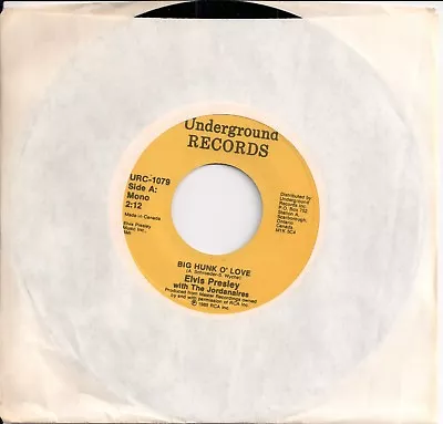 Rare 45 Rpm - ELVIS PRESLEY W/The Jordanaires - UNDERGROUND 1079 - Canada - NM • $14.95