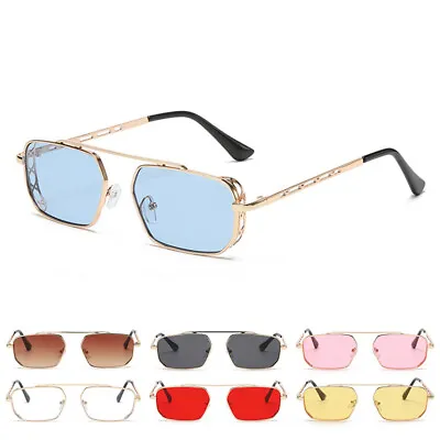 Vintage Steampunk Square Sunglasses 90s Retro Metal Frame Hippie Fashion Glasses • $11.99