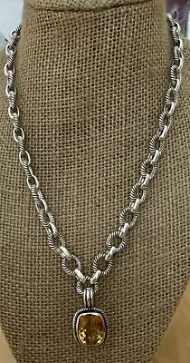 Judith Ripka Sterling Silver Citrine 18” Necklace 🧡57.2 Grams • $52