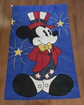 Vintage DISNEY Mickey Mouse July 4th USA America Large Yard Flag • $29.99