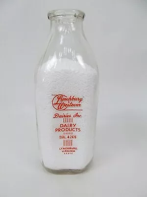 Vintage Baby Orange Milk Bottle Glass Quart – Lynchburg VA Westover Dairy • $8.99