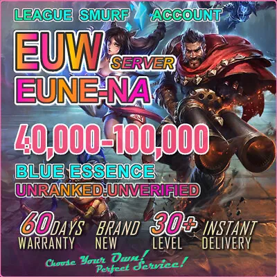 $28.99 • Buy EUNE NA EUW✨League Of Legends LOL 40K 50K 60K 70K BE