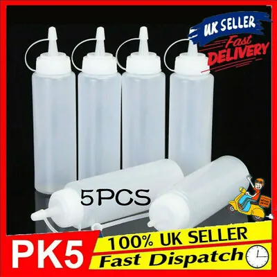 1/5/10x 8oz Ketchup Squeeze Bottles Squeezy Sauce Bottle Oil Dispenser Bottles • £6.29