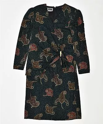 £18.98 • Buy LUISA SPAGNOLI Womens Shift Dress IT 48 XL Black Paisley Wool Vintage OJ10