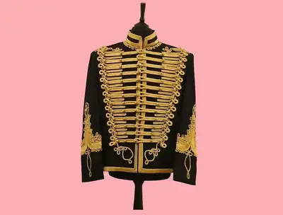 Black Napoleonic Hussar Jacket Military Tunic Pelisse Jimi Hendrix Jacket Men • £85.50