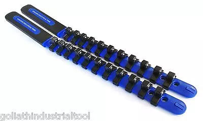 2 Goliath Industrial 3/8  Abs Plastic Socket Rail Holder Organizer Blue Sr38bb • $11.99