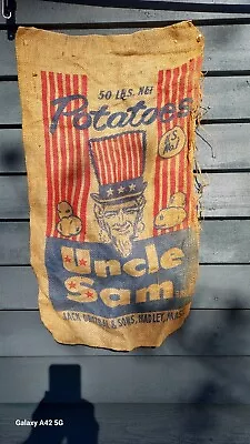 Rare Uncle Sam Potato Sack Bag Burlap  • $17