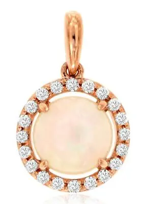 .82ct Diamond & Aaa Opal 14kt Rose Gold 3d Round Halo Flower Floating Pendant • $1089.09