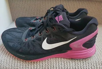 Nike LunarGlide 6 Black Fuchsia Ladies Womens Runners Shoes US 11 UK 8.5 Eur 43 • $45