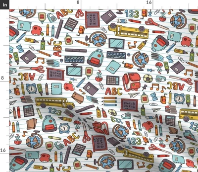 $13.60 • Buy Teacher Class School Paint Scissors Computer Spoonflower Fabric By The Yard