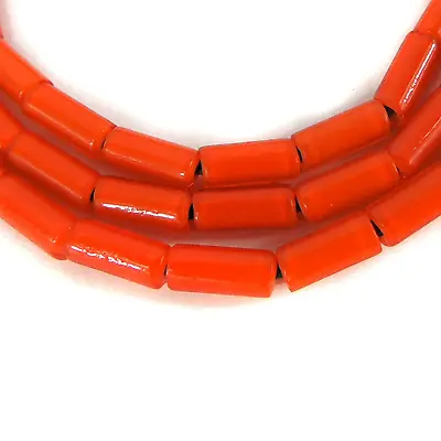 Cylindrical Orange White Heart Venetian Trade Beads • $13