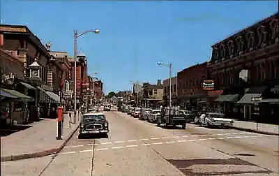 Milford Massachusetts MA Classic Cars Pickup Truck Street Scene Vintage Postcard • $7.46