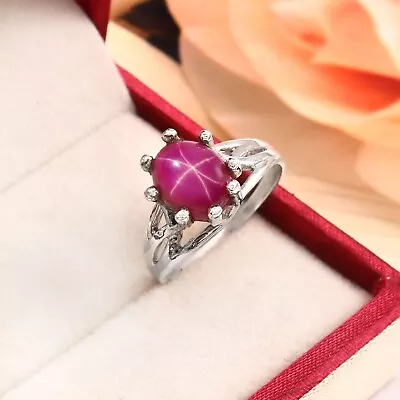 Genuine Lindy Star Sapphire Pink Star 925 Sterling Silver Ring Personalized Gift • $35.99