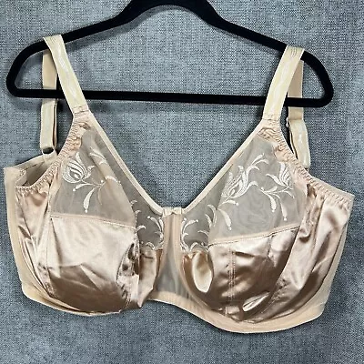 Elomi Caitlyn Bra 38JJ Full Coverage Side Support Satin Lace UW Nude EL 8030 • $24.99