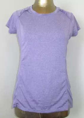 MPG Purple Activewear Shirt Women Size L Chest 36 Stretch Short Sleeve 212-29207 • $11.66