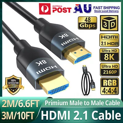 8K ULTRA HIGH SPEED HDMI CABLE HDMI 2.1 CERT 8K@60 48Gbps Dolby HDCP2.2 HDR AU • $4.22