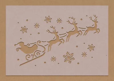 Merry Christmas Santa's Sleigh Reindeer Stencil Festive Craft Card Making  • £2.99