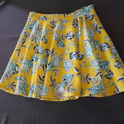 Minkpink Womens Skirt Small Yellow Floral Textured Flare Y2K Retro Cottagecore • $17.97