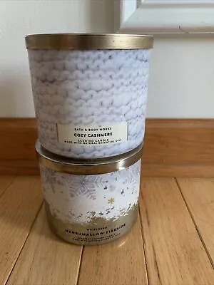 2 Bath & Body Works COZY CASHMERE & Marshmallow Fireside 3-Wick Candle 14.5 Oz • $44.95