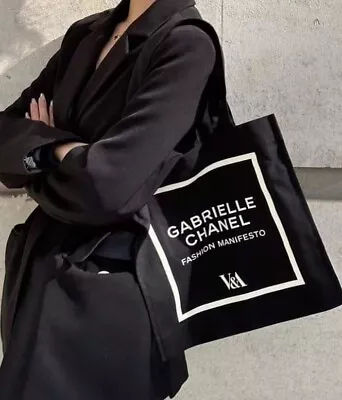 Gabrielle Chanel Fashion Manifesto V&a Museum Limited Black Shopper Tote Bag New • £29.99