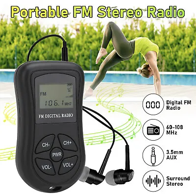 Mini Digital LCD Screen FM Radio Pocket Receiver Stereo Sound W/3.5MM Earphone • $10.98