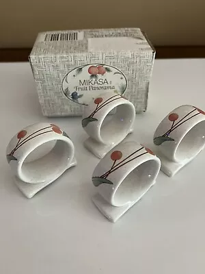 Set Of 4 Vintage Mikasa Fruit Panorama Ceramic Porcelain Napkin Rings 1977447 • $15.99