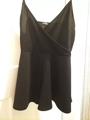 Ladies Nasty Gal Size 14 Black Sleeveless Top • £4