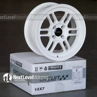 Circuit CP37 15x7 4-100 +28 Gloss White Wheels Fits BMW E30 Honda RPF1 Style • $519.99