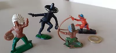 4 Vintage 1960's-70's Crescent & Lone Star Cowboys & Indian Figures • £4.95