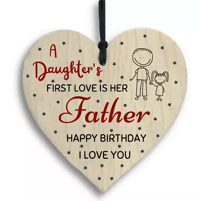 Wooden Plaque Heart Dad Father Stepdad Birthday Daughter's Love Message Gift • £2.99