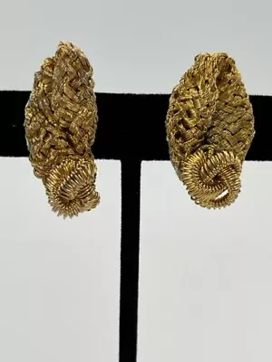 VTG VENDOME Gold-Tone Textured Clip-On Earrings • $19