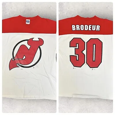 Vintage NHL Martin Brodeur 30 XL Jersey T-Shirt Red White New Jersey Devils • $41.95