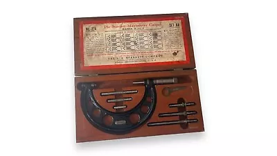 Starrett Outside Micrometer  Set No. 224 AA (0” - 4”) W/ Wood Case VTG USA • $84.99