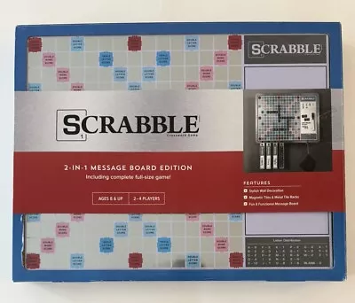 SCRABBLE 2-in-1 Message Board Edition Magnetic Wall Hanging & Game NEW • $49.79