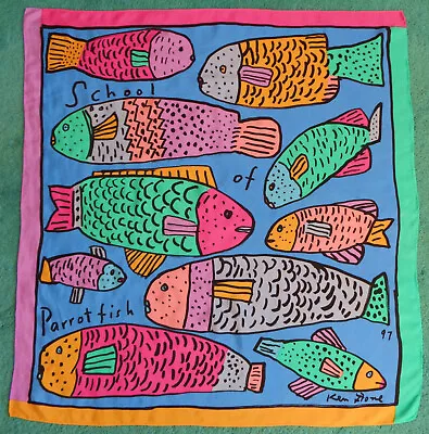 Gorgeous School Of Parrot Fish Scarf Ken Done May Be Silk Rolled Edge 33  Square • £69.99